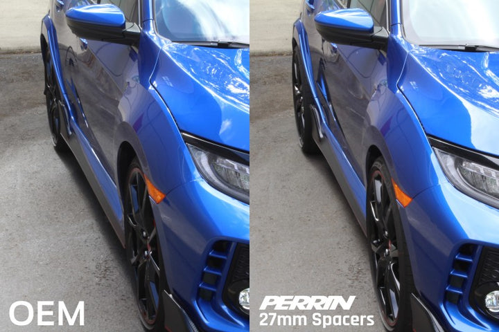 PERRIN 17-25 Honda Civic Type R / 22-26 Acura Integra Type S 64.1mm 5x120 Wheel Spacers 27mm - Pair - Bull Strap