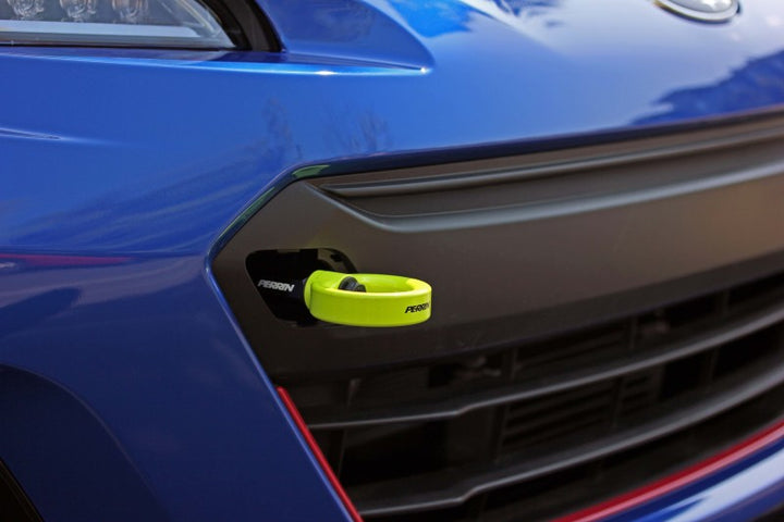 PERRIN 18-21 Subaru WRX & STI / 13-25 BRZ / 17-20 Toyota 86 Tow Hook Kit (Front) - Neon Yellow - Bull Strap