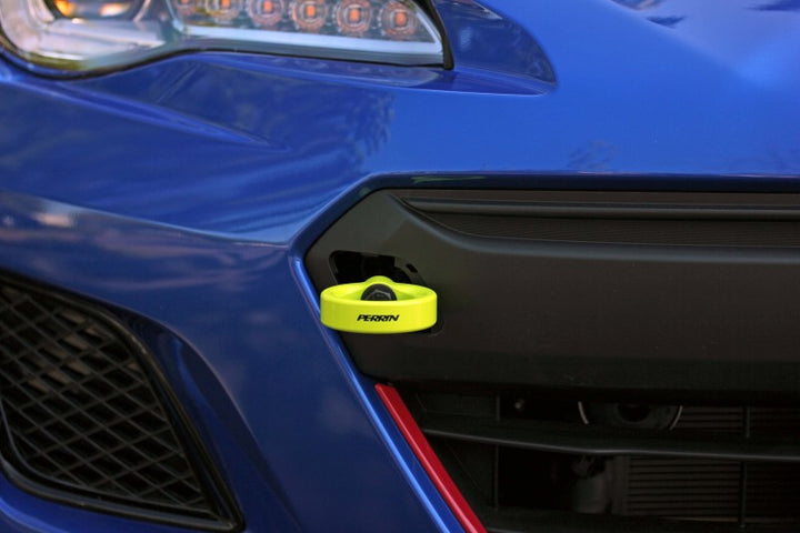 PERRIN 18-21 Subaru WRX & STI / 13-25 BRZ / 17-20 Toyota 86 Tow Hook Kit (Front) - Neon Yellow - Bull Strap