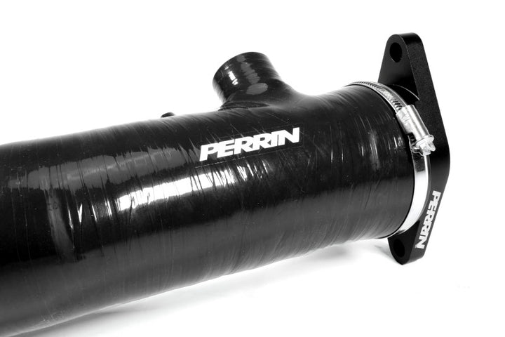 PERRIN 22-24 Subaru WRX / 20-25 LGT & OBXT Turbo Inlet Hose w/Turbo Adapter Flange (Long) - Black - Bull Strap