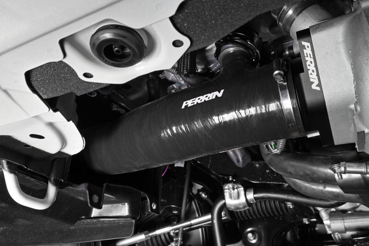 PERRIN 22-24 Subaru WRX / 20-25 LGT & OBXT Turbo Inlet Hose w/Turbo Adapter Flange (Long) - Black - Bull Strap