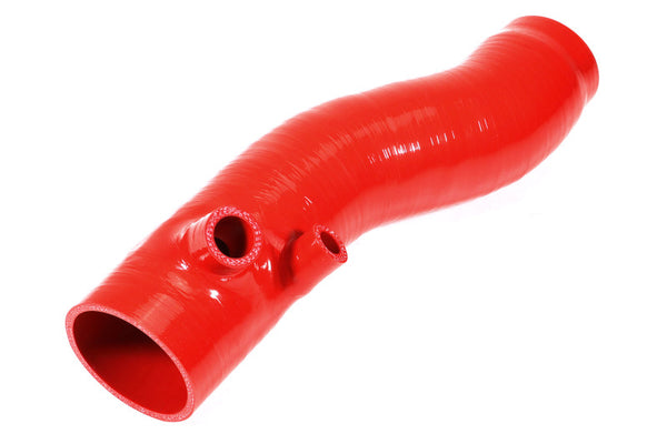 PERRIN 22-24 Subaru WRX / 20-25 LGT &amp; OBXT Turbo Inlet Hose w/Turbo Adapter Flange (Long) - Red - Bull Strap