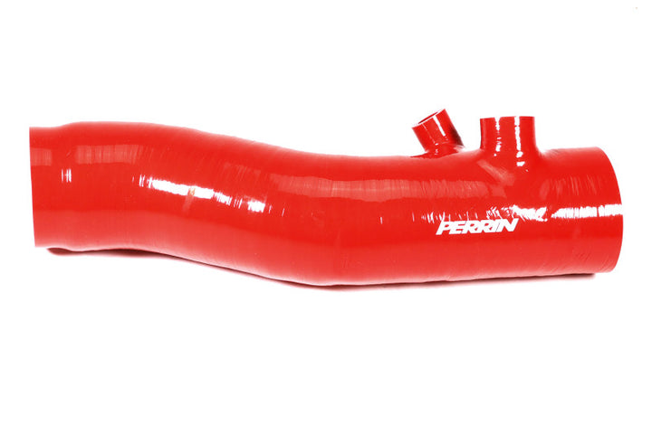 PERRIN 22-24 Subaru WRX / 20-25 LGT &amp; OBXT Turbo Inlet Hose w/Turbo Adapter Flange (Long) - Red - Bull Strap