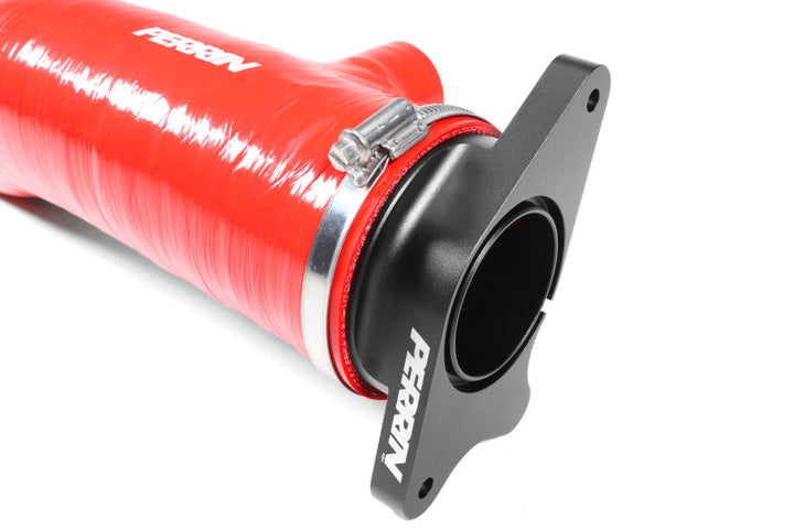 PERRIN 22-24 Subaru WRX / 20-25 LGT &amp; OBXT Turbo Inlet Hose w/Turbo Adapter Flange (Long) - Red - Bull Strap
