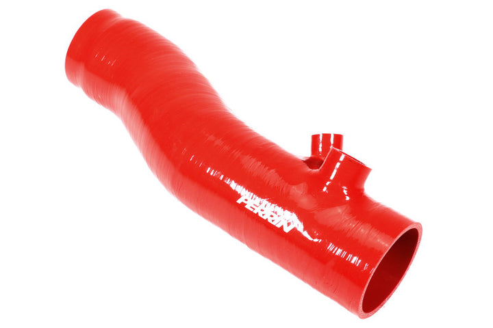 PERRIN 22-24 Subaru WRX / 20-25 LGT &amp; OBXT Turbo Inlet Hose w/Turbo Adapter Flange (Long) - Red - Bull Strap
