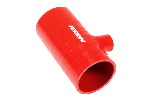 PERRIN 22-24 Subaru WRX / 20-25 LGT &amp; OBXT Turbo Inlet Hose w/Turbo Adapter Flange (Short) - Red - Bull Strap