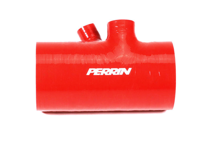 PERRIN 22-24 Subaru WRX / 20-25 LGT &amp; OBXT Turbo Inlet Hose w/Turbo Adapter Flange (Short) - Red - Bull Strap