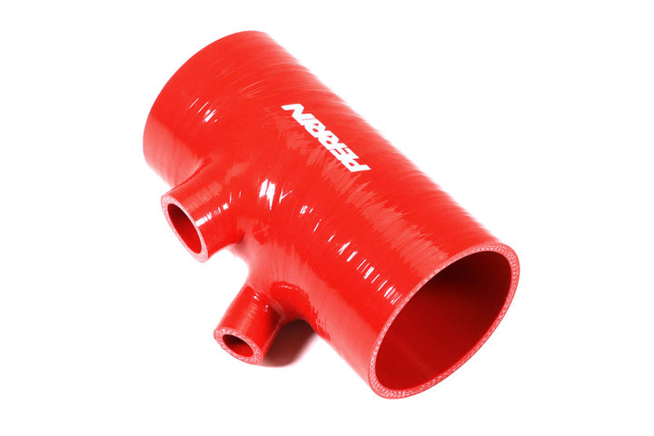 PERRIN 22-24 Subaru WRX / 20-25 LGT &amp; OBXT Turbo Inlet Hose w/Turbo Adapter Flange (Short) - Red - Bull Strap