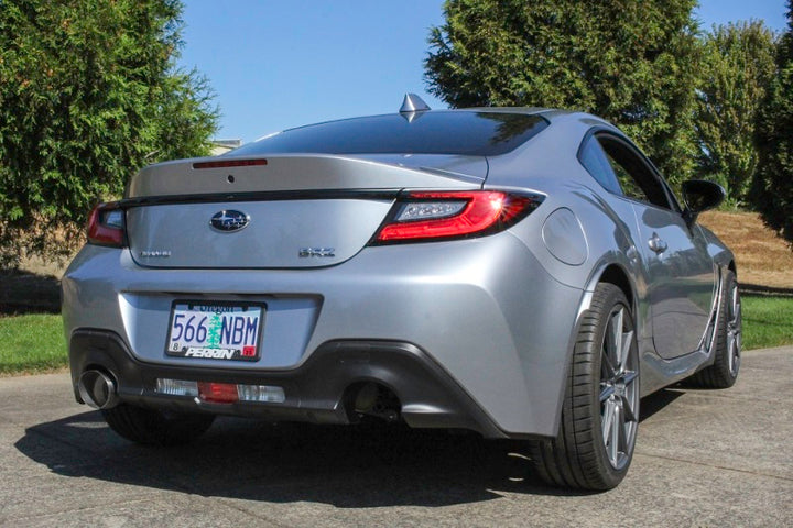 PERRIN 22-25 Subaru BRZ / Toyota GR86 Axle Back Exhaust SS (Single Side Exit w/Helmholtz Chamber) - Bull Strap