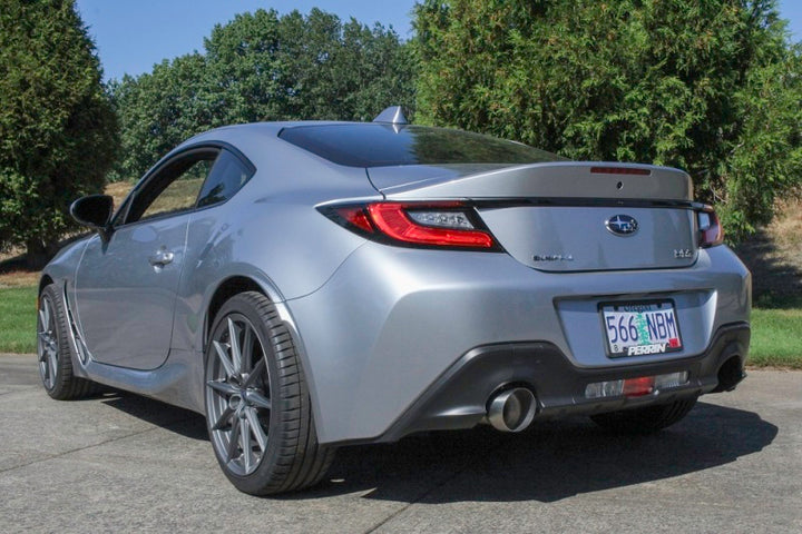 PERRIN 22-25 Subaru BRZ / Toyota GR86 Axle Back Exhaust SS (Single Side Exit w/Helmholtz Chamber) - Bull Strap