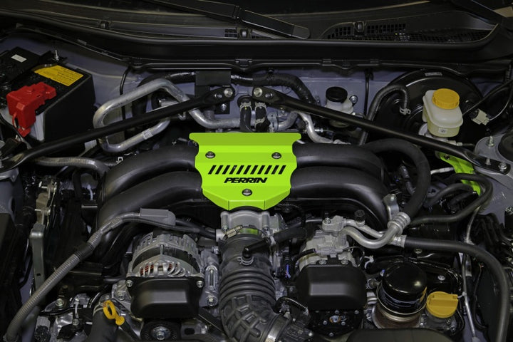 PERRIN 22-25 Subaru BRZ / Toyota GR86 Engine Cover - Neon Yellow - Bull Strap