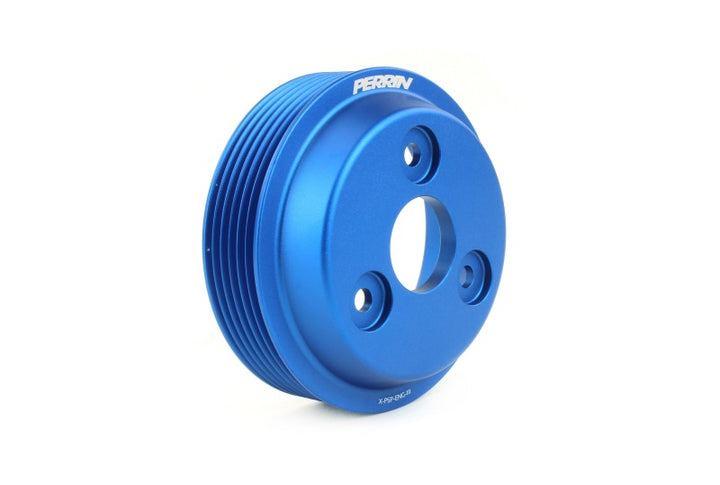 PERRIN 22-25 Subaru WRX / 21-25 Crosstrek / 20-25 LGT/OBXT/FXT Lightweight Water Pump Pulley - Blue - Bull Strap
