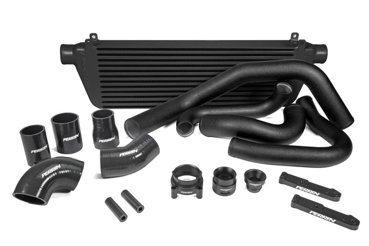 PERRIN 22-25 Subaru WRX Front Mount Intercooler Kit (Black Tubes & Black Core) - Bull Strap