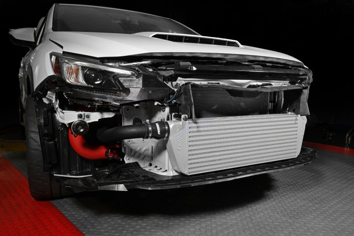 PERRIN 22-25 Subaru WRX Front Mount Intercooler Kit (Black Tubes & Silver Core) - Bull Strap