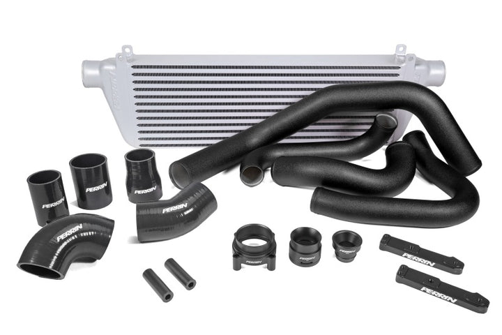 PERRIN 22-25 Subaru WRX Front Mount Intercooler Kit (Black Tubes & Silver Core) - Bull Strap
