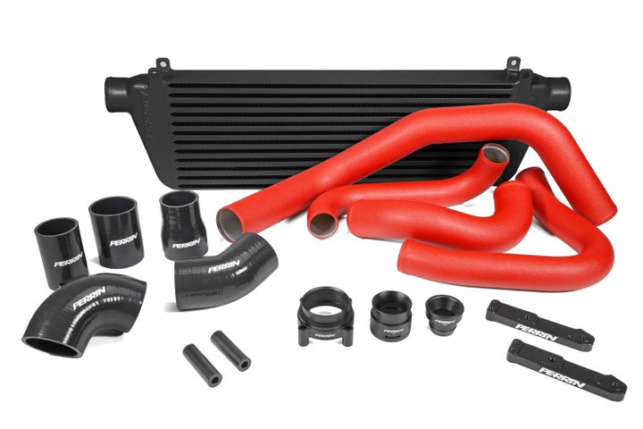 PERRIN 22-25 Subaru WRX Front Mount Intercooler Kit (Red Tubes & Black Core) - Bull Strap