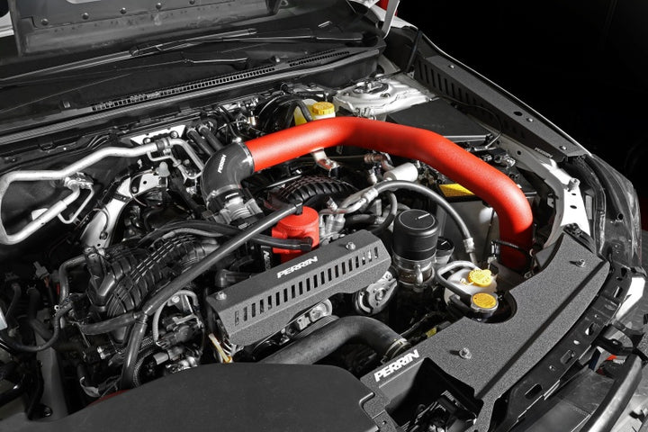 PERRIN 22-25 Subaru WRX Front Mount Intercooler Kit (Red Tubes & Silver Core) - Bull Strap