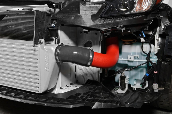 PERRIN 22-25 Subaru WRX Front Mount Intercooler Kit (Red Tubes & Silver Core) - Bull Strap