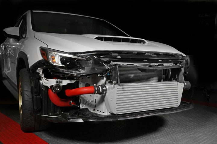 PERRIN 22-25 Subaru WRX Front Mount Intercooler Kit (Red Tubes & Silver Core) - Bull Strap
