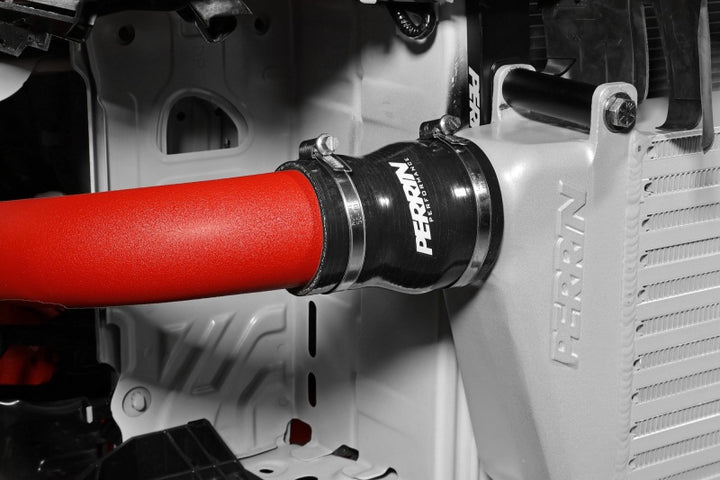 PERRIN 22-25 Subaru WRX Front Mount Intercooler Kit (Red Tubes & Silver Core) - Bull Strap