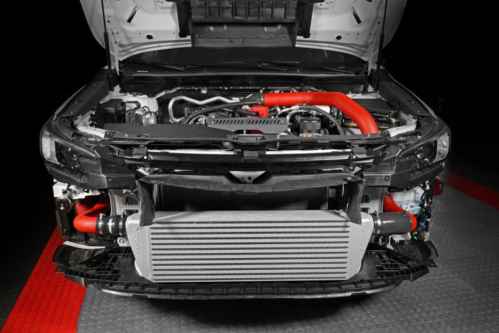 PERRIN 22-25 Subaru WRX Front Mount Intercooler Kit (Red Tubes & Silver Core) - Bull Strap