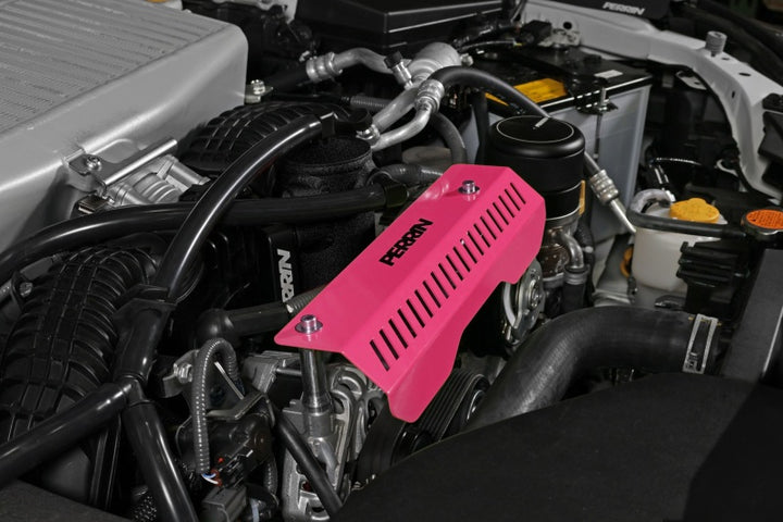 PERRIN 22-25 Subaru WRX Pulley Cover - Hyper Pink (SHORT - For Use w/PERRIN AOS) - Bull Strap