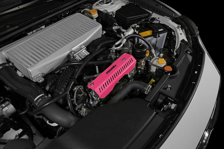 PERRIN 22-25 Subaru WRX Pulley Cover - Hyper Pink (SHORT - For Use w/PERRIN AOS) - Bull Strap
