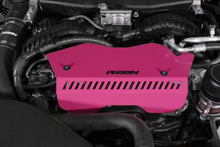 PERRIN 22-25 Subaru WRX Pulley Cover - Hyper Pink (TALL - For Use w/o PERRIN AOS) - Bull Strap