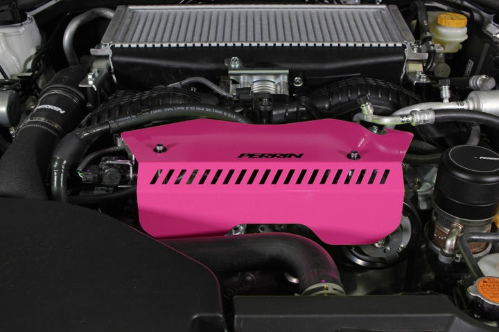 PERRIN 22-25 Subaru WRX Pulley Cover - Hyper Pink (TALL - For Use w/o PERRIN AOS) - Bull Strap