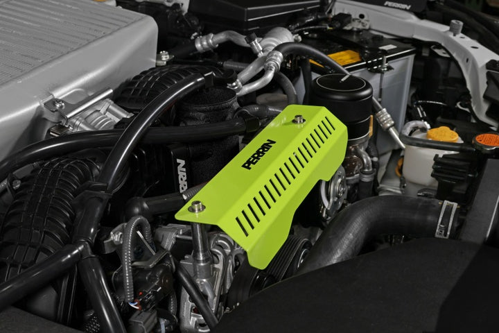 PERRIN 22-25 Subaru WRX Pulley Cover - Neon Yellow (SHORT - For Use w/PERRIN AOS) - Bull Strap