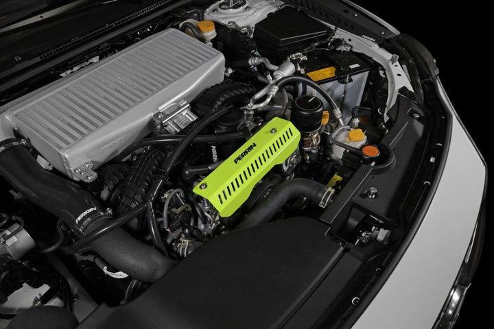 PERRIN 22-25 Subaru WRX Pulley Cover - Neon Yellow (SHORT - For Use w/PERRIN AOS) - Bull Strap