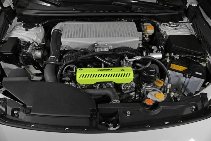 PERRIN 22-25 Subaru WRX Pulley Cover - Neon Yellow (SHORT - For Use w/PERRIN AOS) - Bull Strap