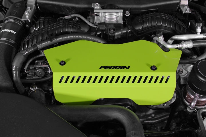 PERRIN 22-25 Subaru WRX Pulley Cover - Neon Yellow (TALL - For Use w/o PERRIN AOS) - Bull Strap