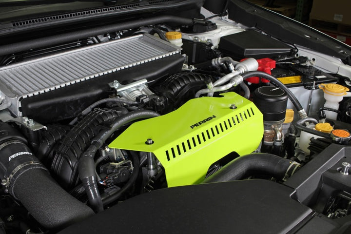 PERRIN 22-25 Subaru WRX Pulley Cover - Neon Yellow (TALL - For Use w/o PERRIN AOS) - Bull Strap