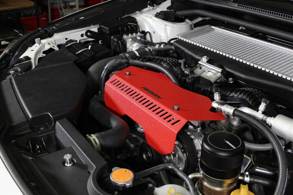 PERRIN 22-25 Subaru WRX Pulley Cover - Red (TALL - For Use w/o PERRIN AOS) - Bull Strap