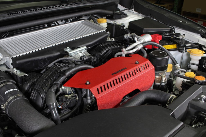 PERRIN 22-25 Subaru WRX Pulley Cover - Red (TALL - For Use w/o PERRIN AOS) - Bull Strap