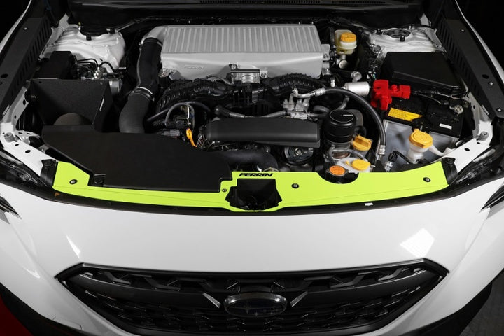 PERRIN 22-25 Subaru WRX Radiator Shroud - Neon Yellow - Bull Strap