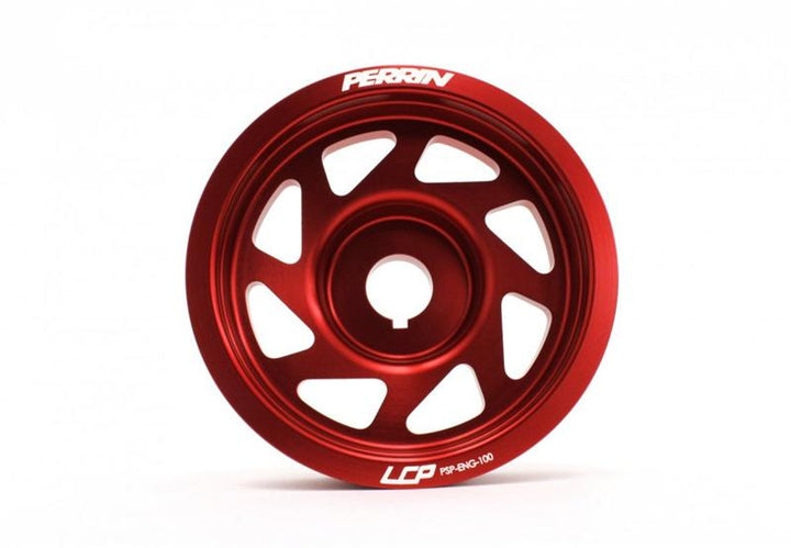 PERRIN 93-14 Subaru Impreza (Incl. 02-14 WRX) / 04-21 STI Lightened Crank Pulley - Red - Bull Strap