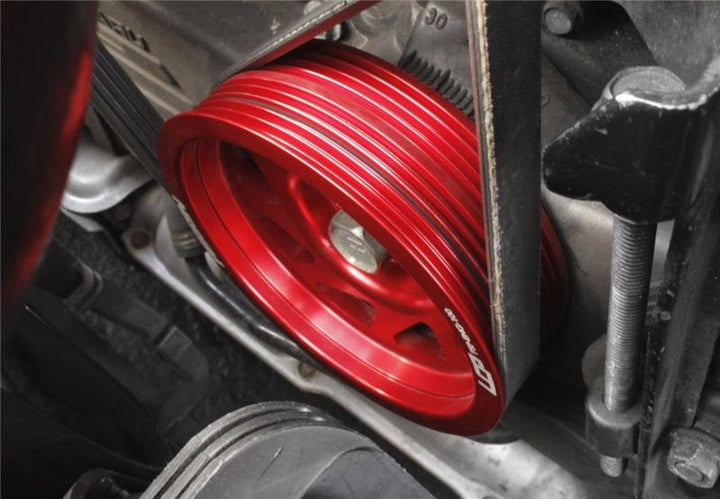 PERRIN 93-14 Subaru Impreza (Incl. 02-14 WRX) / 04-21 STI Lightened Crank Pulley - Red - Bull Strap