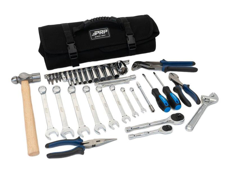 PRP 35pc Can-Am Roll Up Tool bag Tool kit - Black - Bull Strap