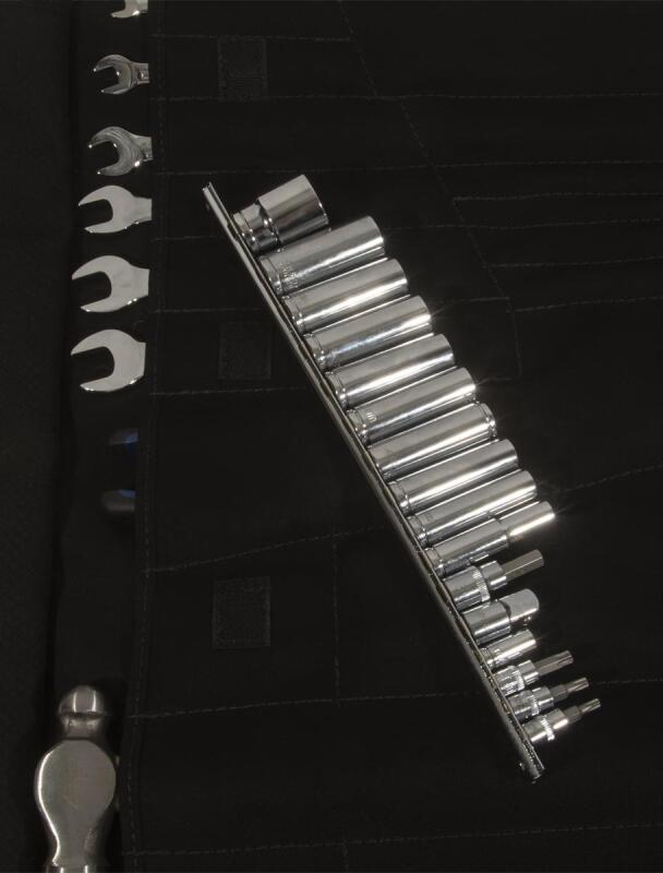 PRP 35pc Can-Am Roll Up Tool bag Tool kit - Black - Bull Strap