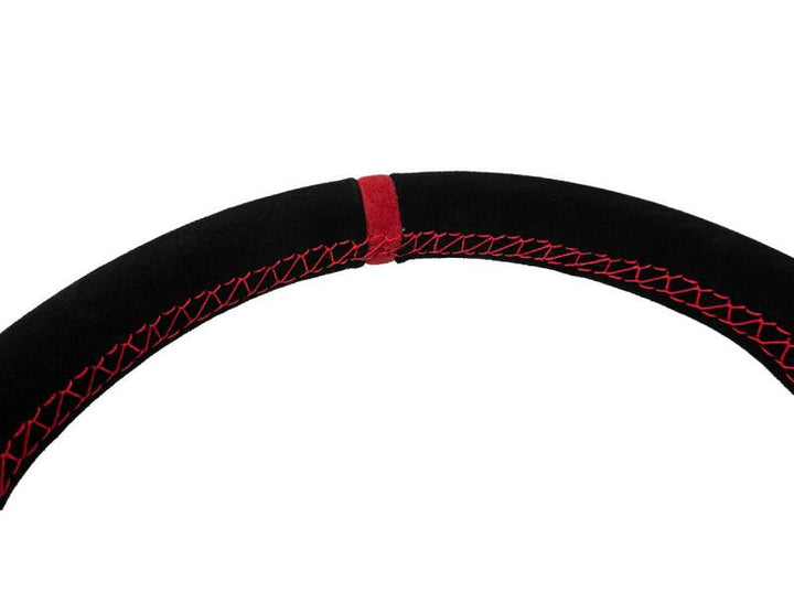 PRP Comp-R D-Shape Suede Steering Wheel - Red - Bull Strap