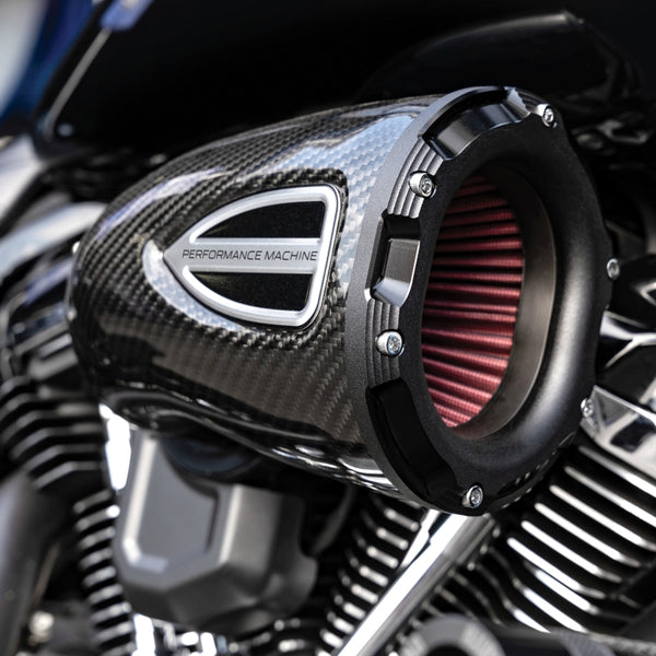 Performance Machine 23-Up CVO, 2024 Touring C4 Series Air Cleaner - Carbon Fiber/Black Ops - Bull Strap