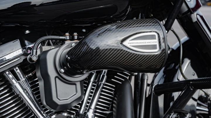 Performance Machine 23-Up CVO, 2024 Touring C4 Series Air Cleaner - Carbon Fiber/Black Ops - Bull Strap