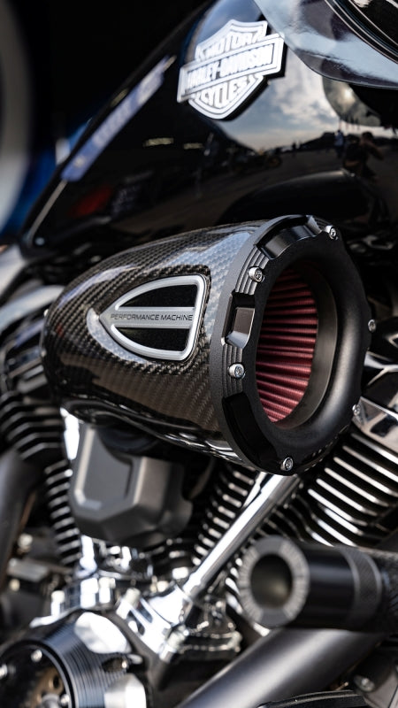 Performance Machine 23-Up CVO, 2024 Touring C4 Series Air Cleaner - Carbon Fiber/Black Ops - Bull Strap