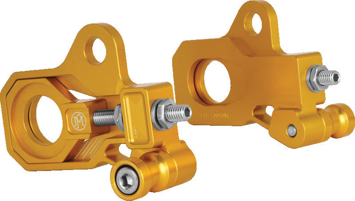 Performance Machine Axle Adjuster Kit - Gold Ano - Bull Strap