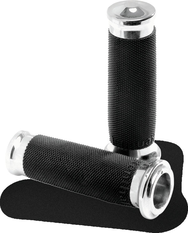 Performance Machine Contour Renthal Wrapped Grips - Chrome - Bull Strap