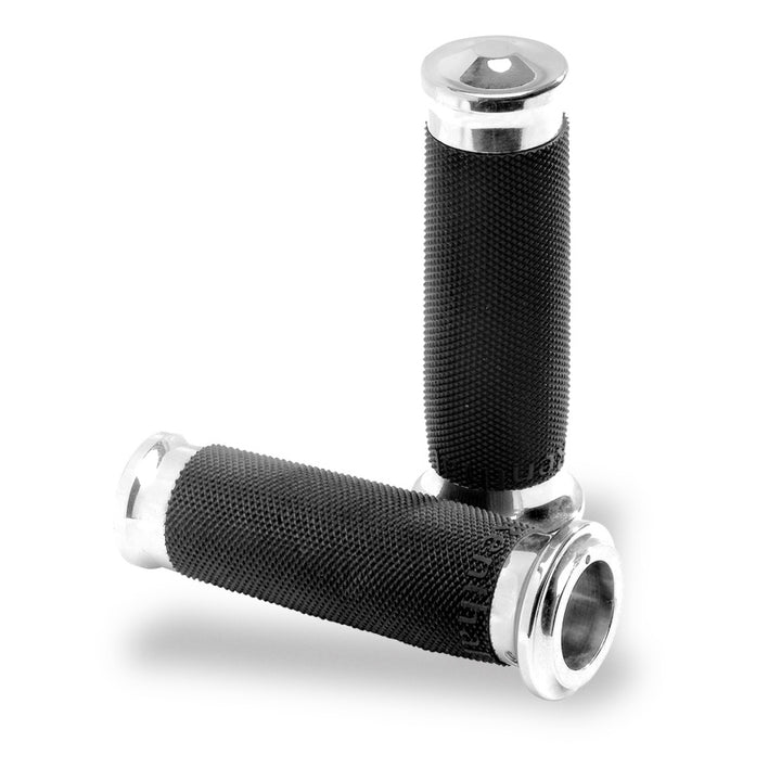 Performance Machine Contour Renthal Wrapped Grips - Chrome - Bull Strap