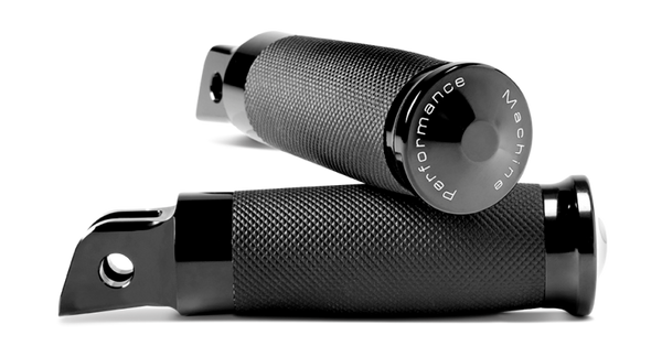 Performance Machine Footpegs Contour - Black Ano - Bull Strap
