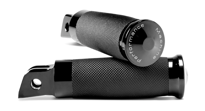 Performance Machine Footpegs Contour - Black Ano - Bull Strap